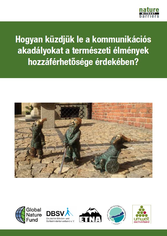 A kommunikációs akadályok leküzdését segítő útmutató borítóján apró fém szobrok láthatók, amelyeket bárki megérinthet az utcán.